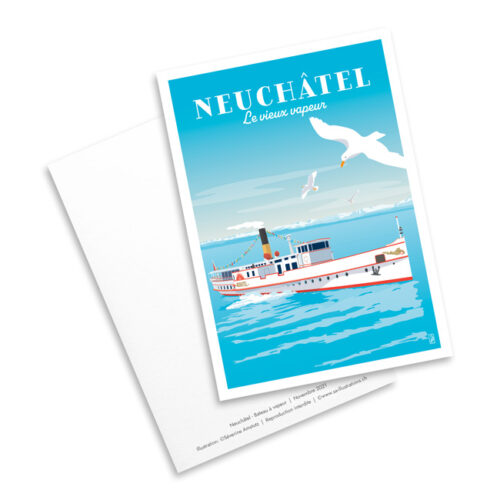 Carte postale - Le vieux vapeur à Neuchâtel