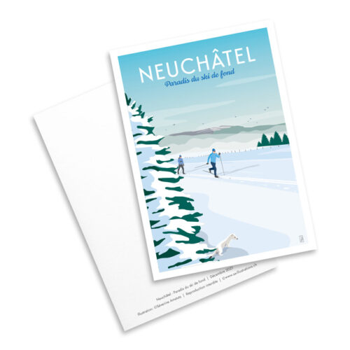 Carte postale - Ski de fond à Neuchâtel