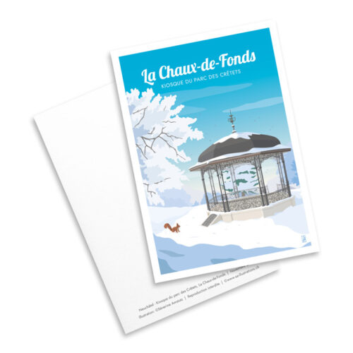 Carte postale - Kiosque des Crêtets en hiver à La Chaux-de-Fonds