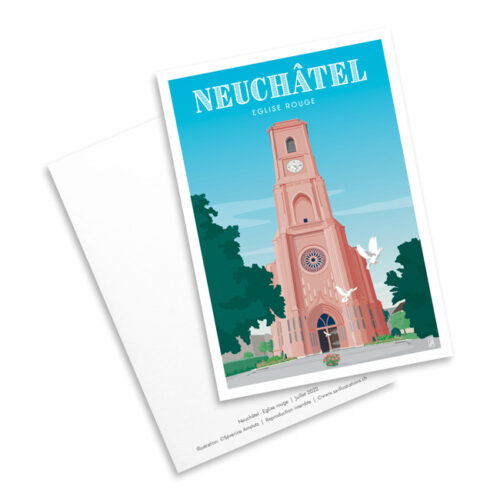 Carte postale - Eglise rouge à Neuchâtel