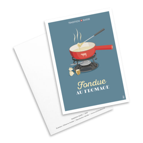 Carte postale - Tradition suisse - Fondue au fromage