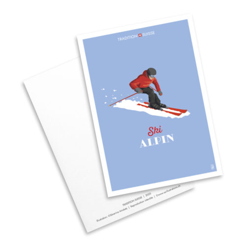 Carte postale - Tradition suisse - Ski alpin