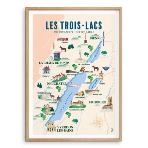 Affiche - Plan suisse - Les trois-Lacs
