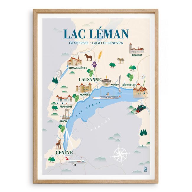 Affiche - Plan suisse - Lac Léman