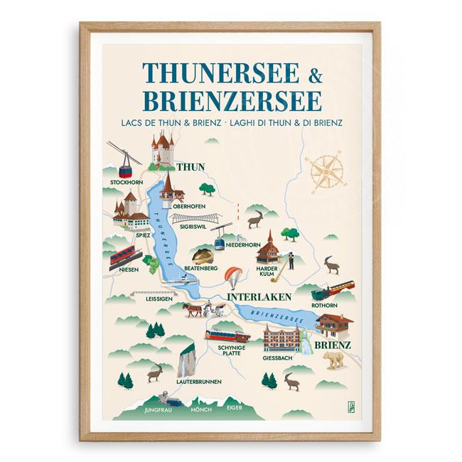 Affiche - Plan suisse - Thunersee & Brienzersee