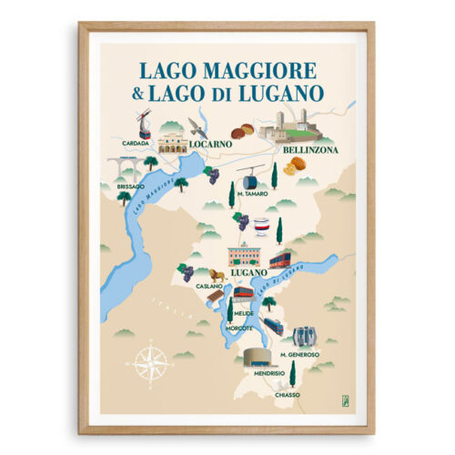 Affiche - Plan suisse - Lago Maggiore & Lago di Lugano
