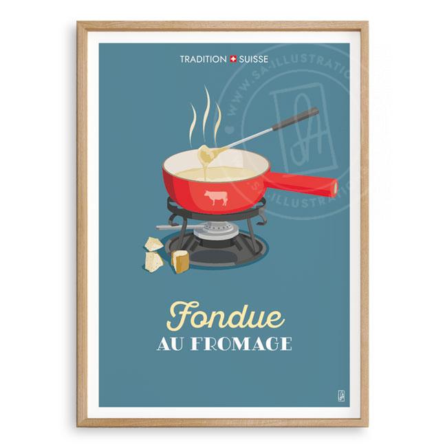 Affiche - Tradition suisse - Fondue au fromage